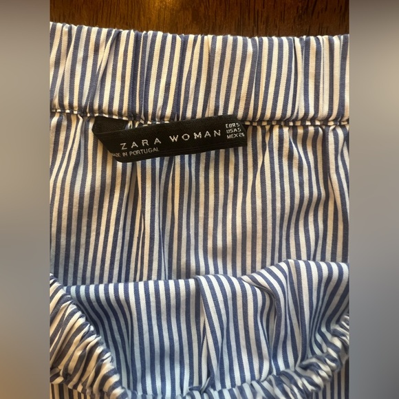 ZARA Off Shoulder Women’s Blue Striped Cotton Top Size S Boho Coastal Vibes - Picture 7 of 7